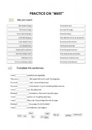 English worksheet: WORKSHEET ON MUST