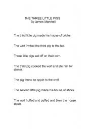 English worksheet: Three Little Pigs Sequencing 