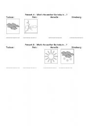 English Worksheet: Pairwork - weather