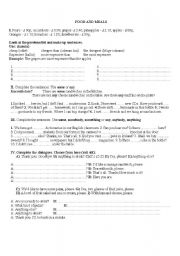 English Worksheet: FOOD and MEALS