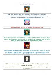 English worksheet: describe southpark characters