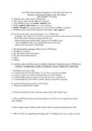 English Worksheet: Quiz for the reader  