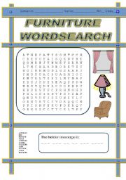 English Worksheet: Furniture wordsearch