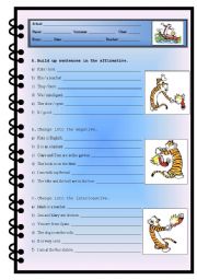 English Worksheet: Verb to Be