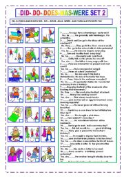 English Worksheet: PART 2 DO-DOES- DID -WAS-WERE