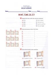 English worksheet: What time is it?