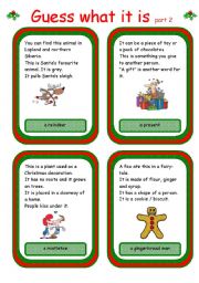 English Worksheet: Christmas card game