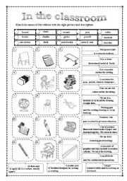 English Worksheet: In the classroom (editable, key)