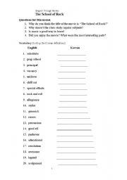 English worksheet: School of Rock