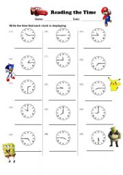 English Worksheet: Reading and Writing the time