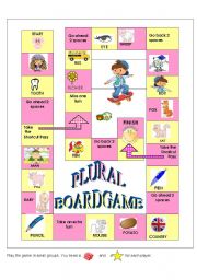 English Worksheet: PLURALS - Plural boardgame - speaking  activity.
