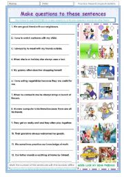 English Worksheet: Present Simple making questions