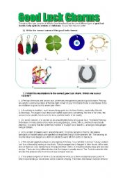 English Worksheet: GOOD LUCK CHARMS