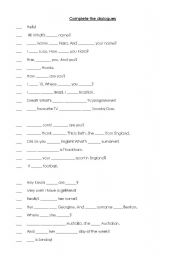 English worksheet: Dialogues