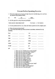 English worksheet: Present Perfect speaking exercise