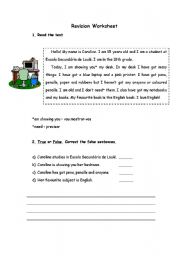 Revision worksheet - 6th grade