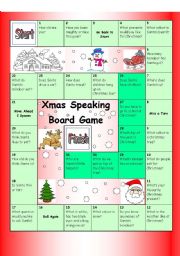 English Worksheet: Board Game - Christmas (Easy)