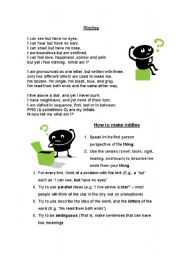 English worksheet: How to Make Riddles