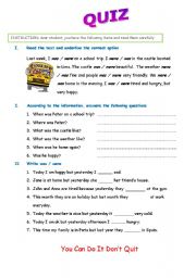 English Worksheet: Was and Werw