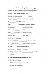 English worksheet: Present simple tense-exercise paper