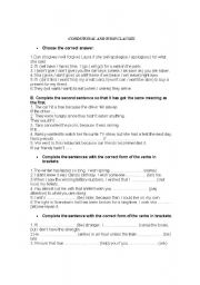 English worksheet: conditionals and tenses