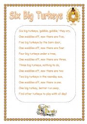 English Worksheet: Thanksgiving Poem