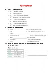 English Worksheet: Future ING