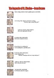 English Worksheet: St.Nicholas and the children in a tub