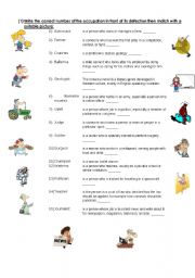 English Worksheet: Occupations - artical a/an