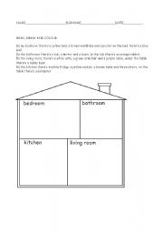 English worksheet: house parts test