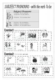 English Worksheet: Subject pronouns with the verb To be