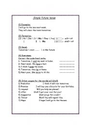 English worksheet: Simple future tense