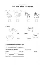 English Worksheet: old mac donald