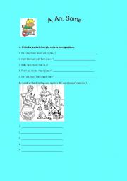 English worksheet: a an and some