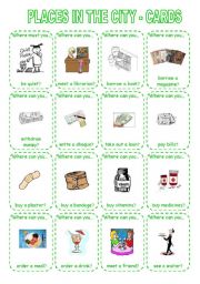 English Worksheet: PLACES IN THE CITY - GAME (3) CARDS