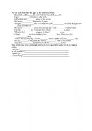 English worksheet: Past simple irregular verbs worksheet