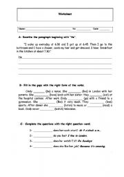 English Worksheet: Daily Routine