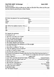 English worksheet: Mixed grammar