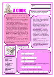 English Worksheet: A Cook