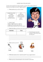 English Worksheet: Jacki Chan in Ellen Show