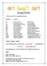 English worksheet: negatives