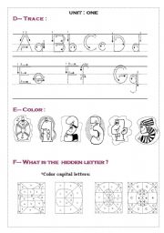 English worksheet: numbers and letters