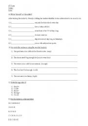 English worksheet: mini test 