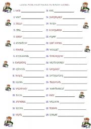 English worksheet: Find the mistake