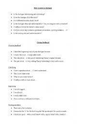 English Worksheet: criteria for assessing a dialogue