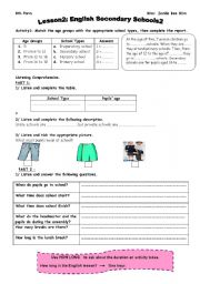 English Worksheet: english secondary schools