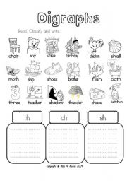 English Worksheet: Digraphs - th - ch - sh