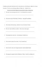 English Worksheet: adjective clauses
