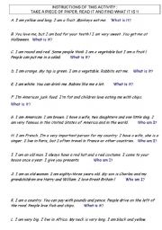 English Worksheet: Different riddles - Can you find what it is?