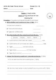 English worksheet: listening test for gr2
